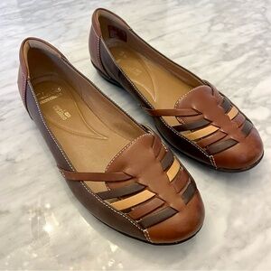 Clarks Gracelin Gemma Women's Ortholite Flats in Multi Brown Woven Boho Sz 7.5‎